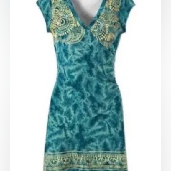 Athleta Womens Nectar Active Faux Wrap Dress Blue Tie Dye Tattooed Ruched XS - Picture 7 of 7